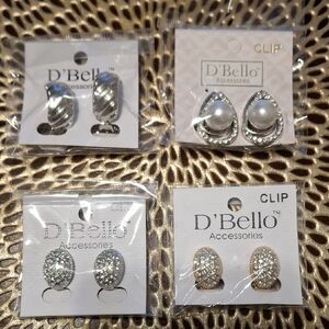 D' Bello Silver and Gold Clip-On Earrings Set